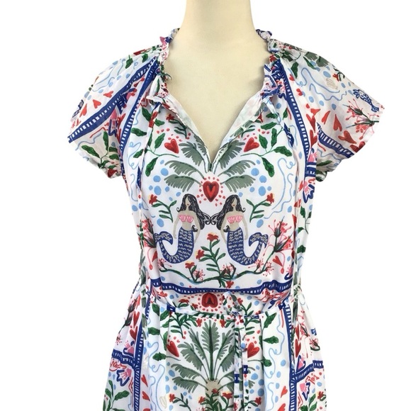Loft Mermaid Garden Cotton Midi Dress Size Petite Small - Picture 5 of 9